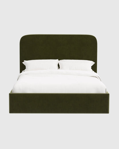 Curved Bed in Performance Velvet - Full / Walnut
