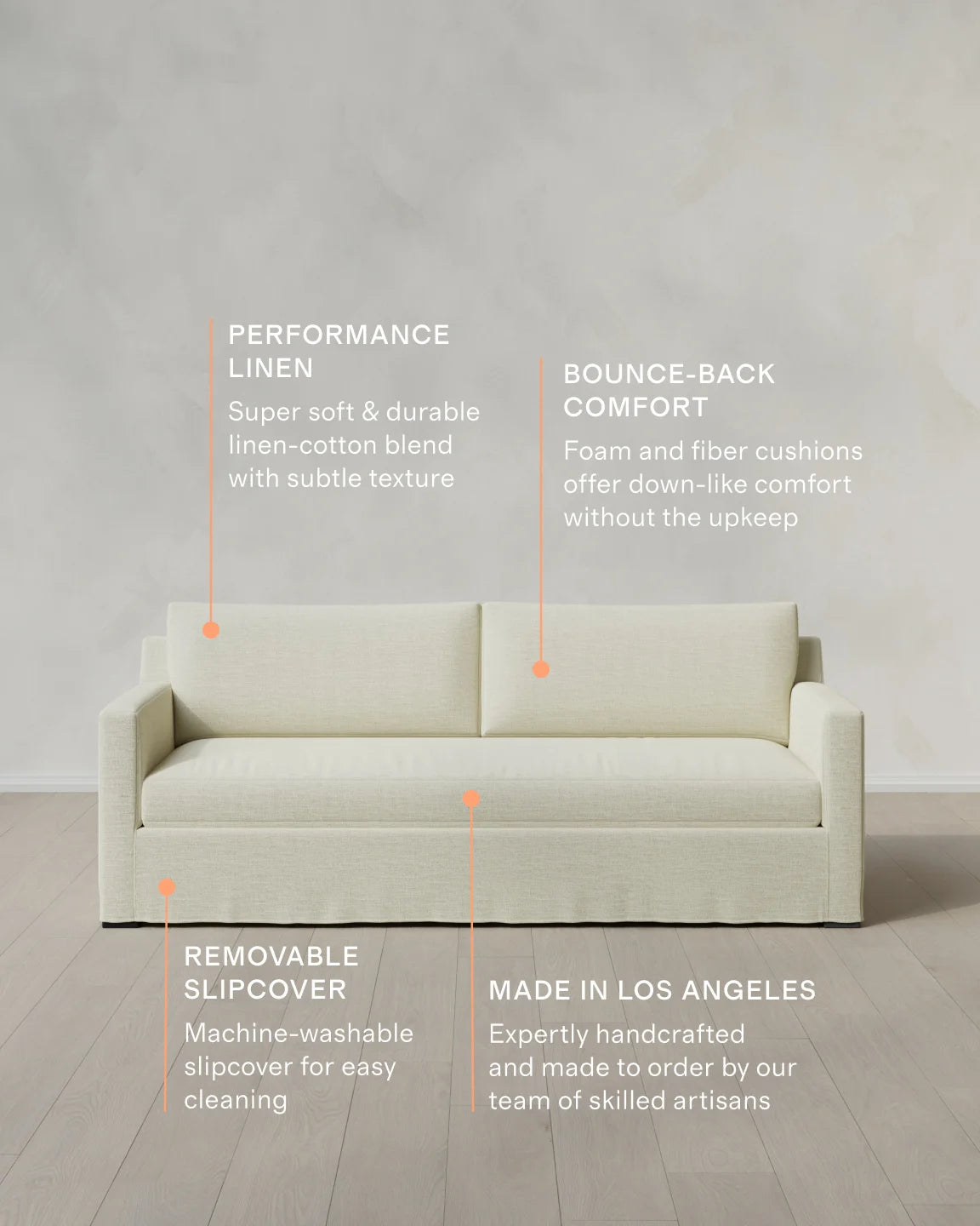 Ellery Slipcover Sofa in Performance Linen - 7ft / Sand