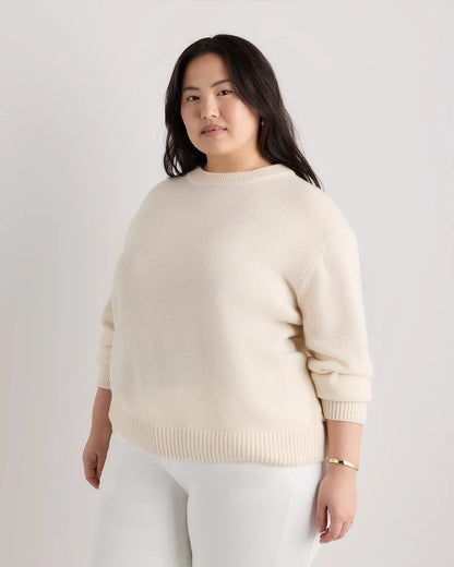 Mongolian Cashmere Oversized Crewneck Sweater - 1X / Oatmeal