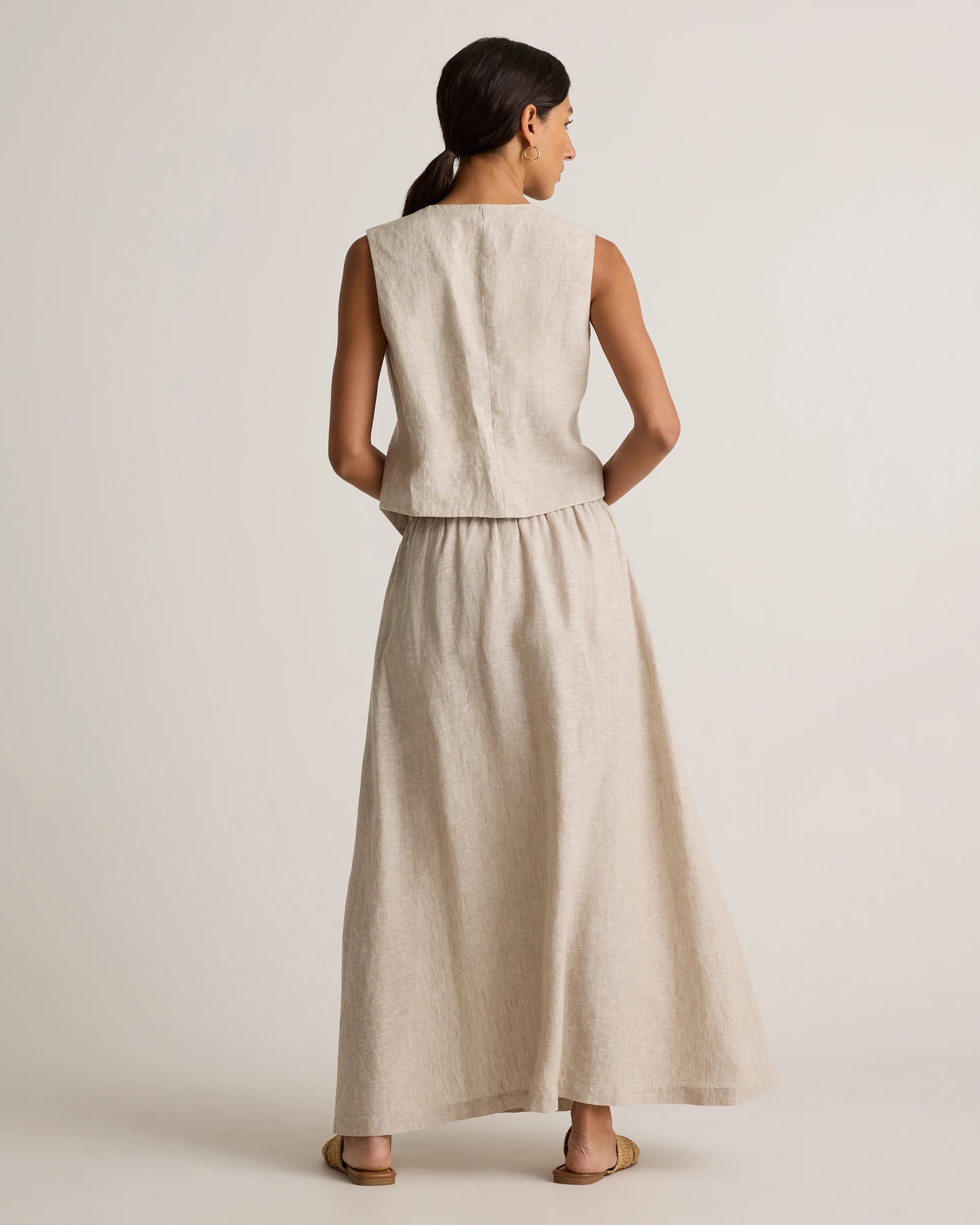 100% European Linen Maxi Skirt - XS / Classic Mini Gingham