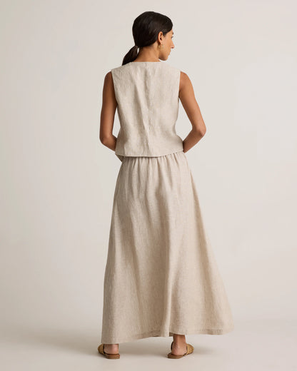100% European Linen Maxi Skirt - XS / Classic Mini Gingham