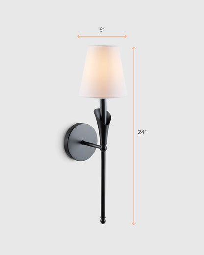 Flora Iron Sconce with Linen Shade - One Size / Brass