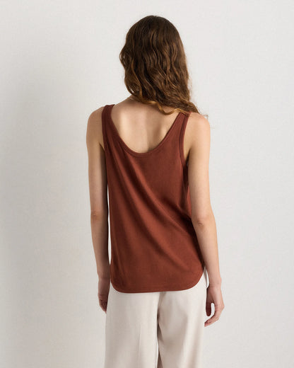Cotton Modal Double Scoop Neck Tank - XS / Navy