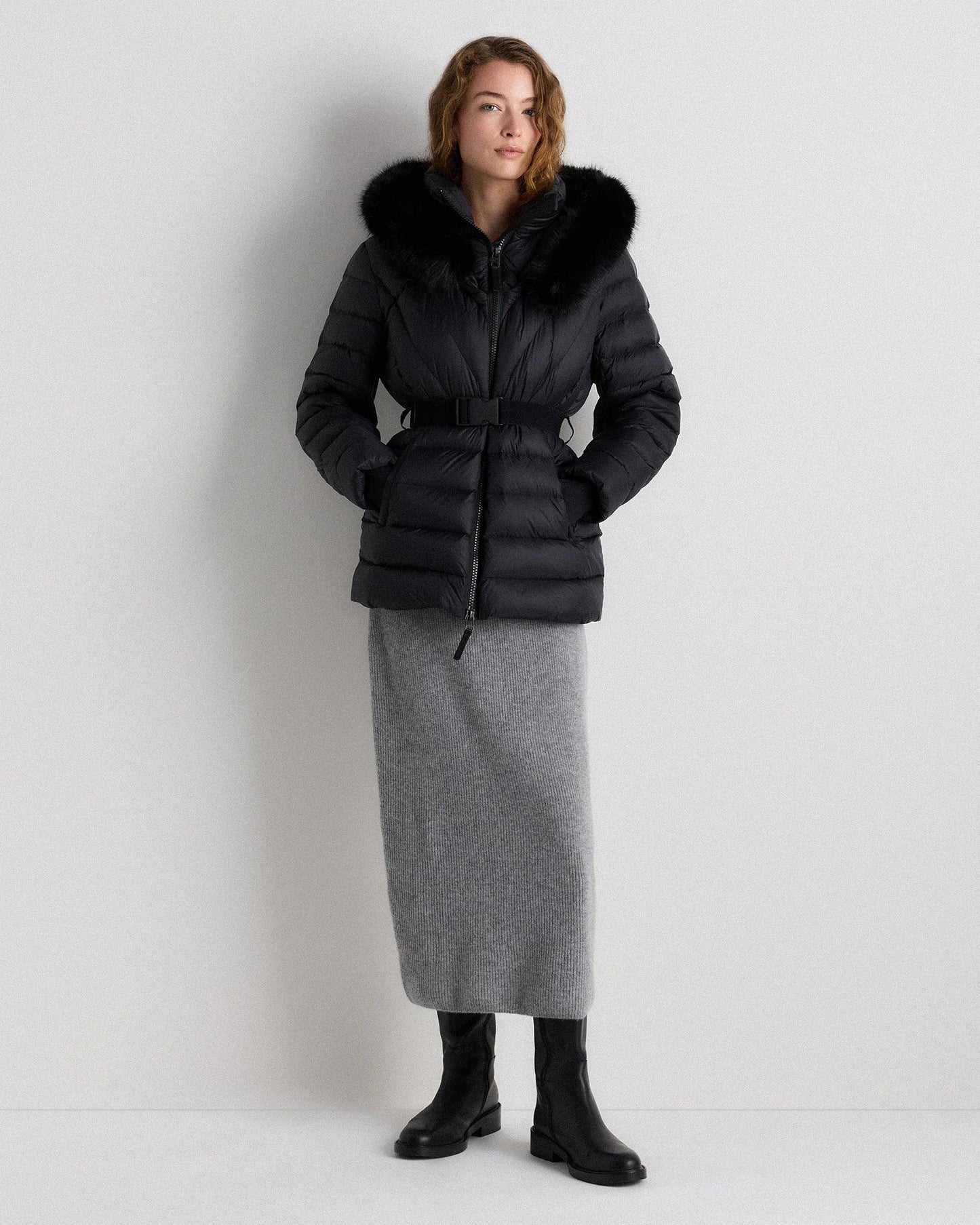 Responsible Down Belted Puffer Coat - XS / Hot Fudge