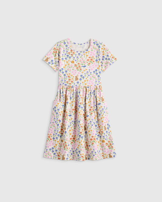 Organic Cotton Fit and Flare Pocket Dress - 2T / Critter Floral