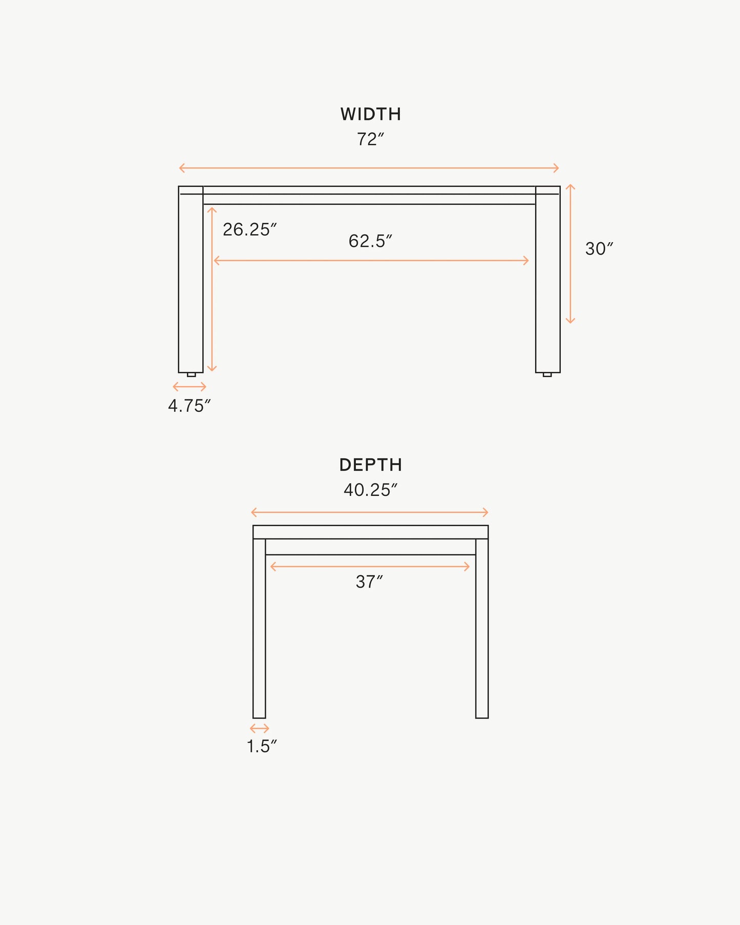Linear Solid Teak Outdoor Dining Table - 72" / Natural Teak