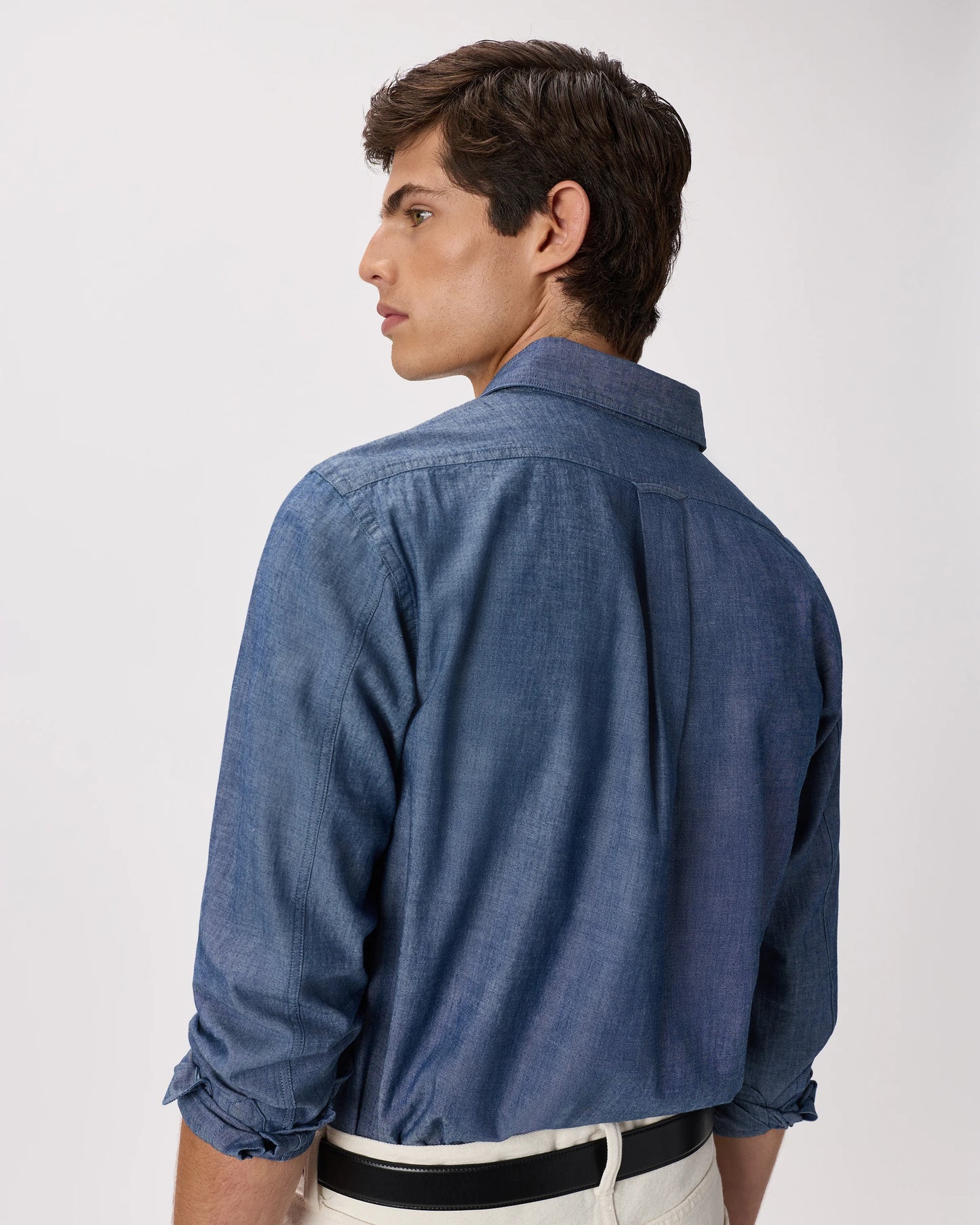 100% Organic Chambray Long Sleeve Shirt - S / Light Chambray