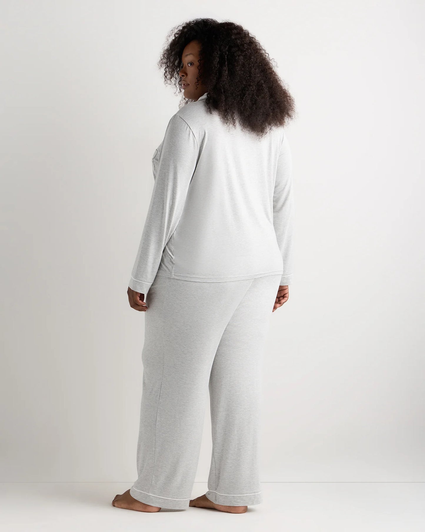 Bamboo Jersey Long Sleeve Pajama Set - 1X / Black
