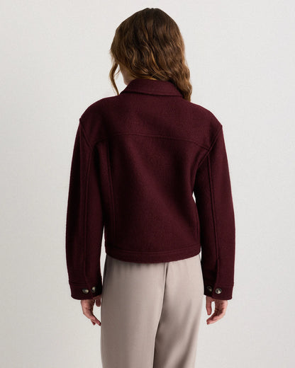 100% Merino Wool Cropped Shirt Jacket - XS / Mulled Wine