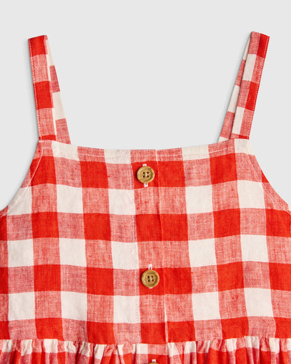 Girls Sleeveless 100% Linen Dress - 2T / White