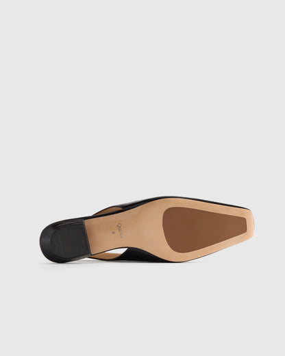 Italian Leather Slingback Flat - 5 / Bone