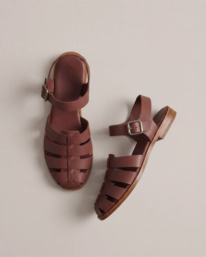 Italian Leather Fisherman Sandal - 5 / Black