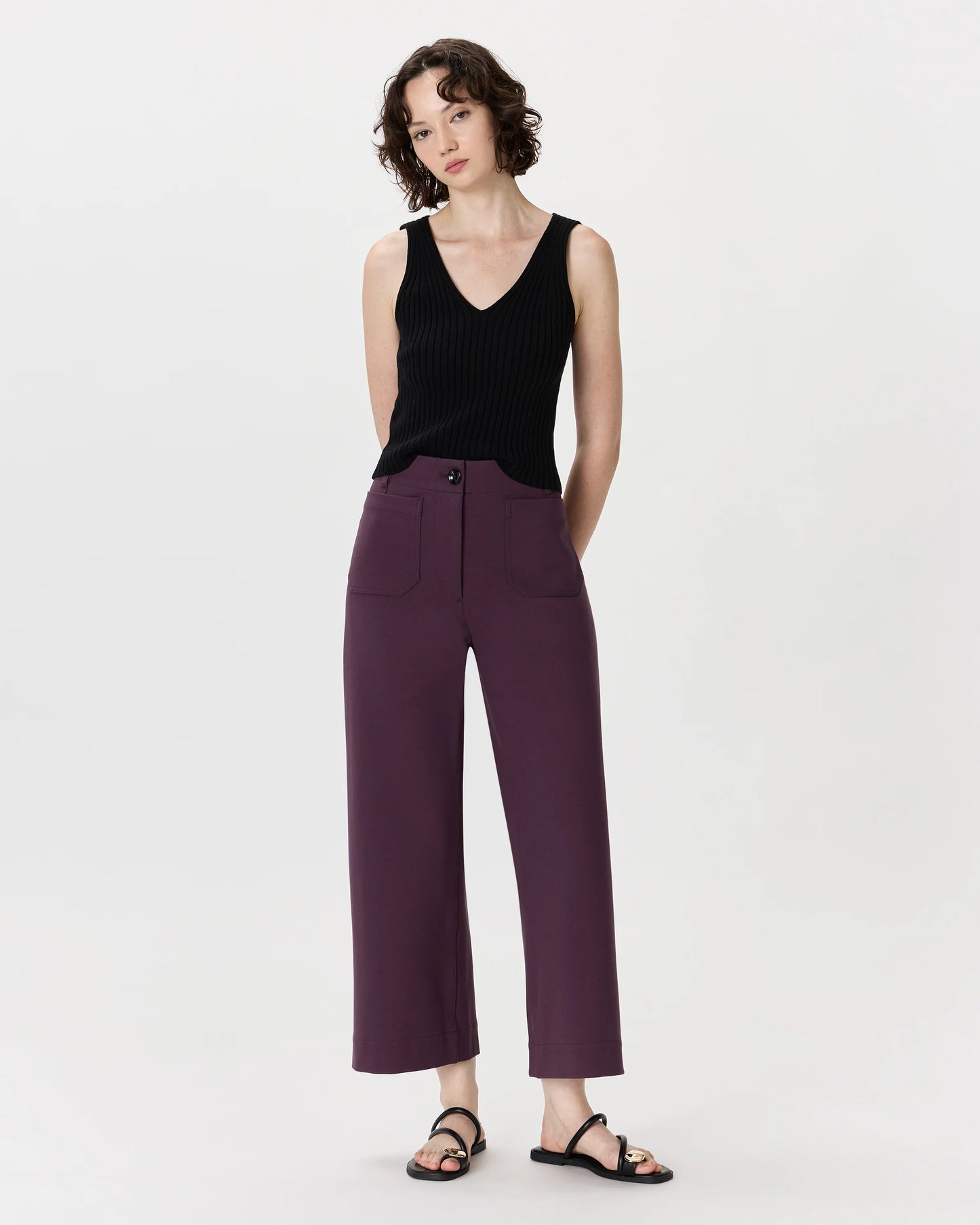 Ultra-Stretch Ponte Cropped Wide Leg Pants - 0 / Espresso