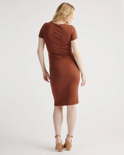 Tencel Jersey Maternity Ruched Dress - XS / Brown