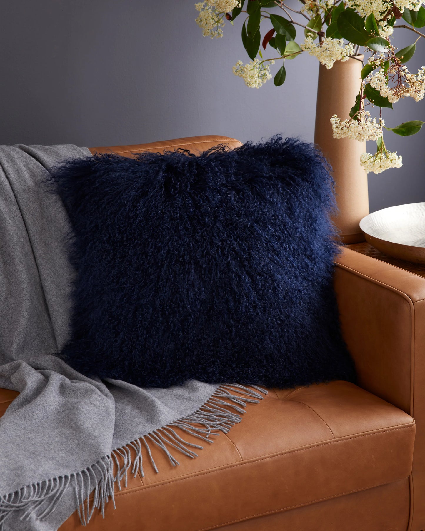 Luxe Mongolian Lamb Pillow Cover - 20x20 / Khaki