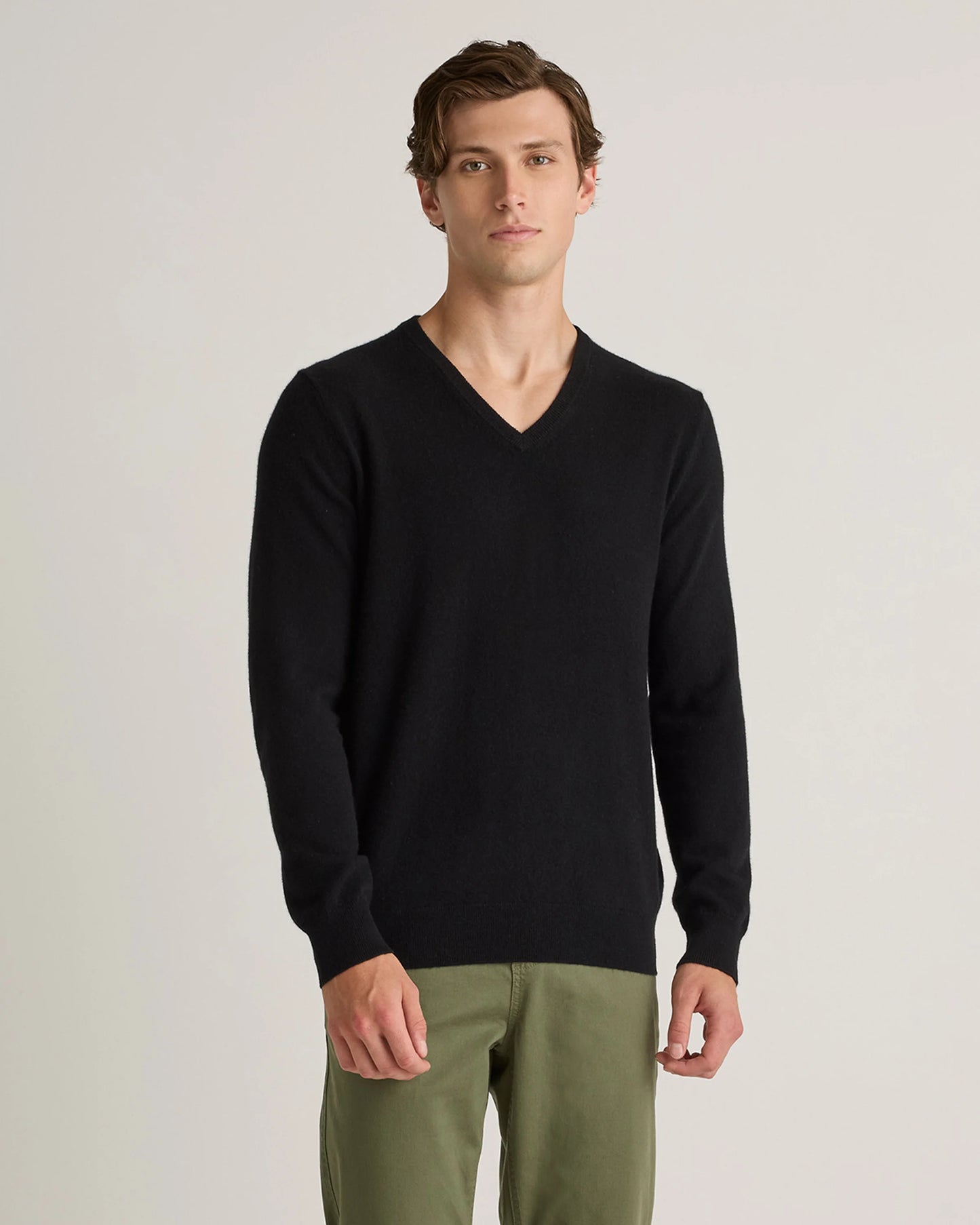 Mongolian Cashmere V-Neck Sweater - S / Oatmeal