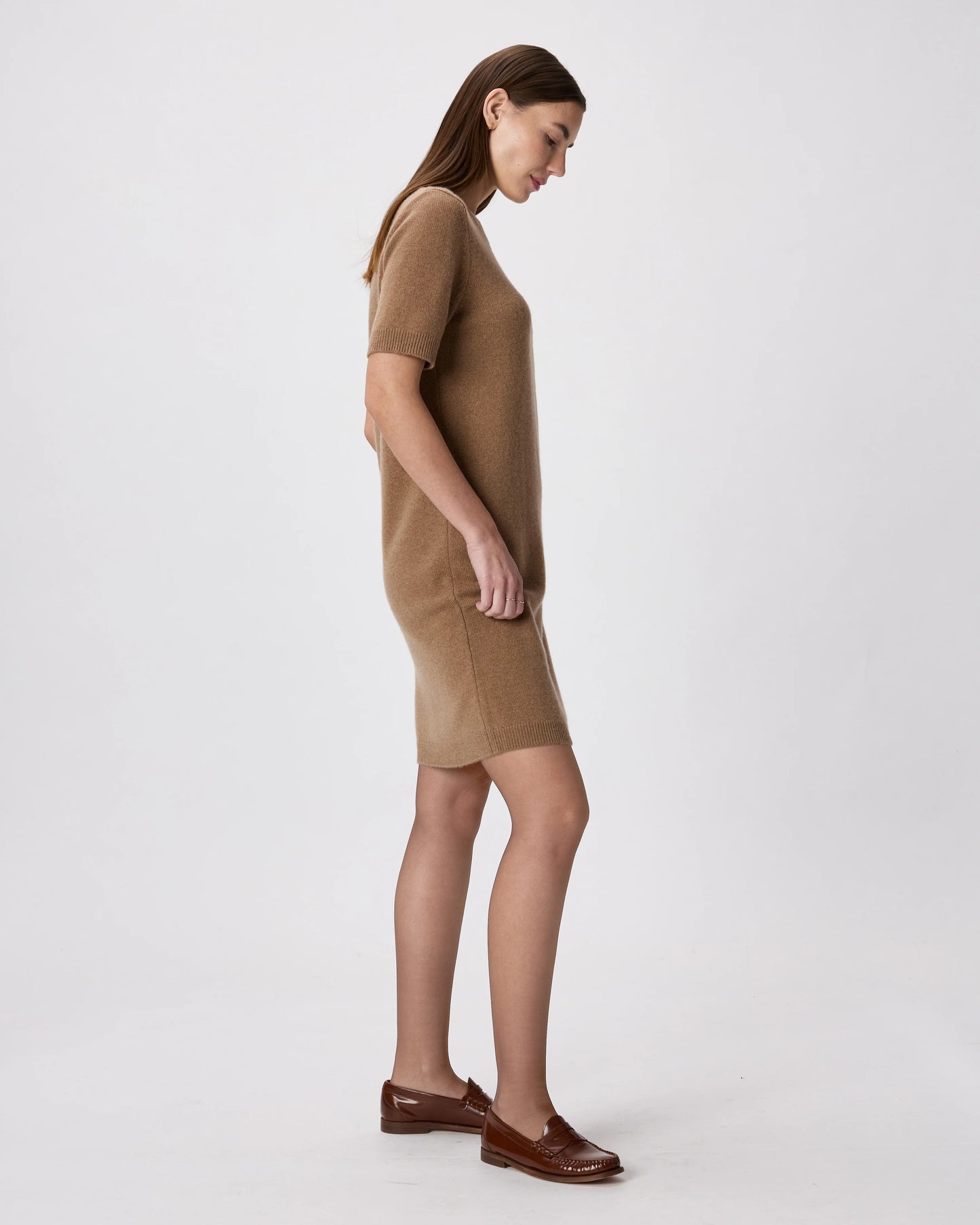 Mongolian Cashmere Short Sleeve Mini Dress - XS / Faded Denim