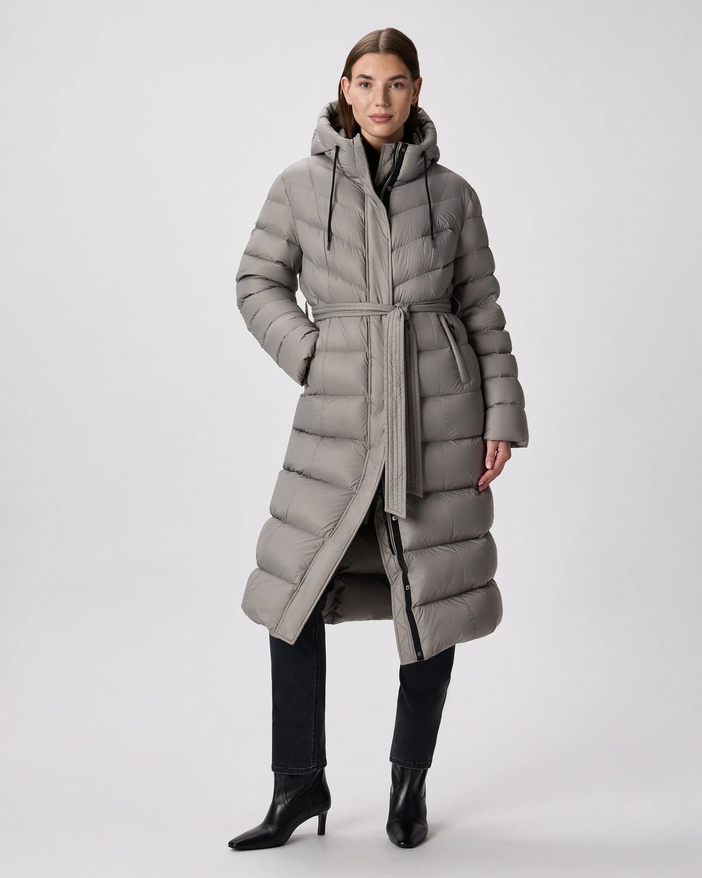 Responsible Down Belted Puffer Maxi Coat - XS / Morel Grey