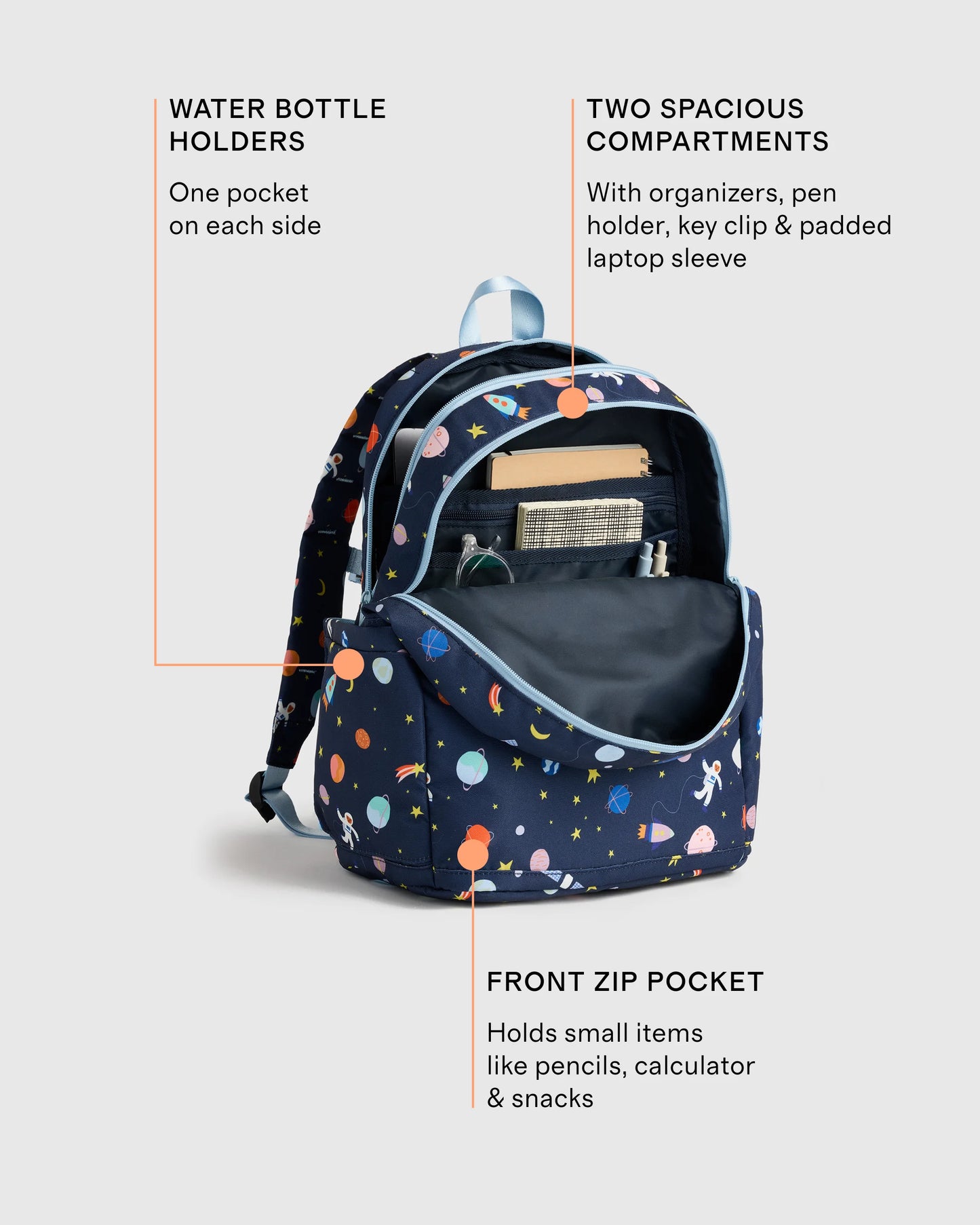 Recycled Double Pocket Backpack - One Size / Rainbow Clouds