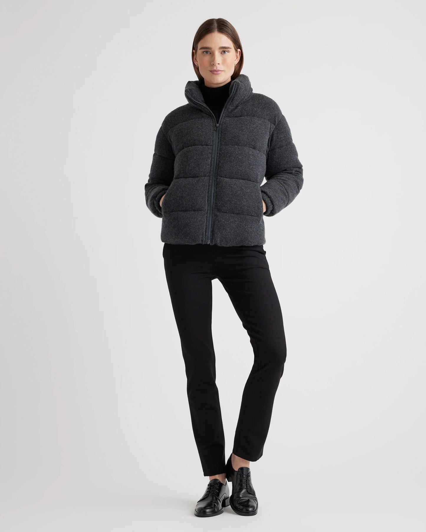 Mongolian Cashmere Puffer Jacket - XS / Brown