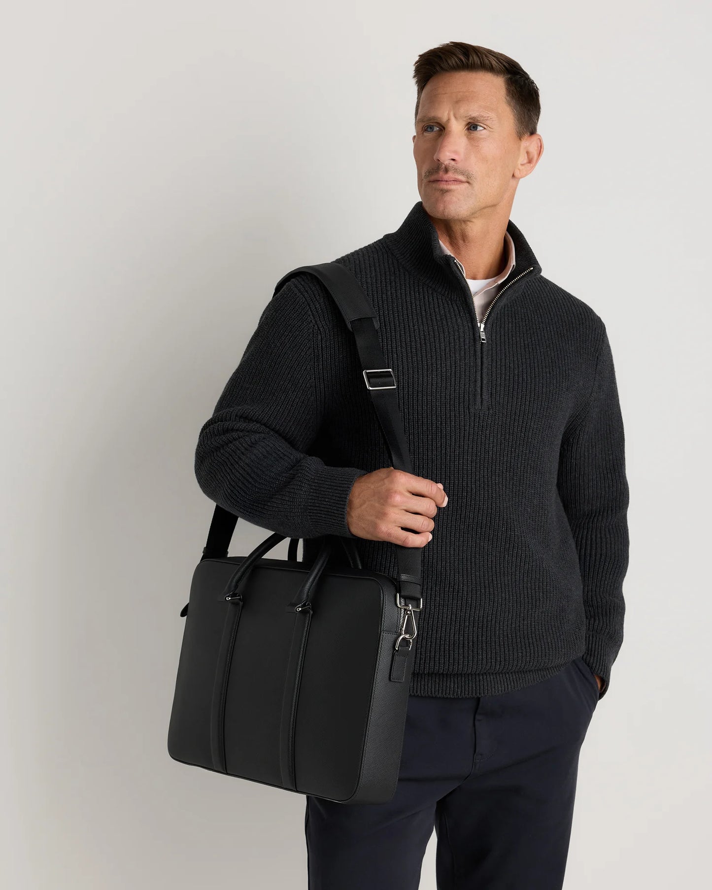 Italian Saffiano Briefcase - One Size / Hickory