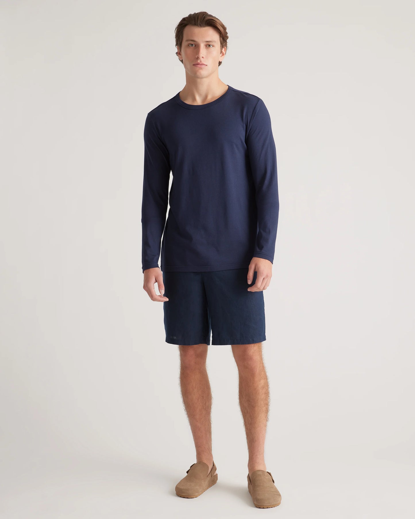 Cotton Modal Long Sleeve Tee - S / Heather Grey