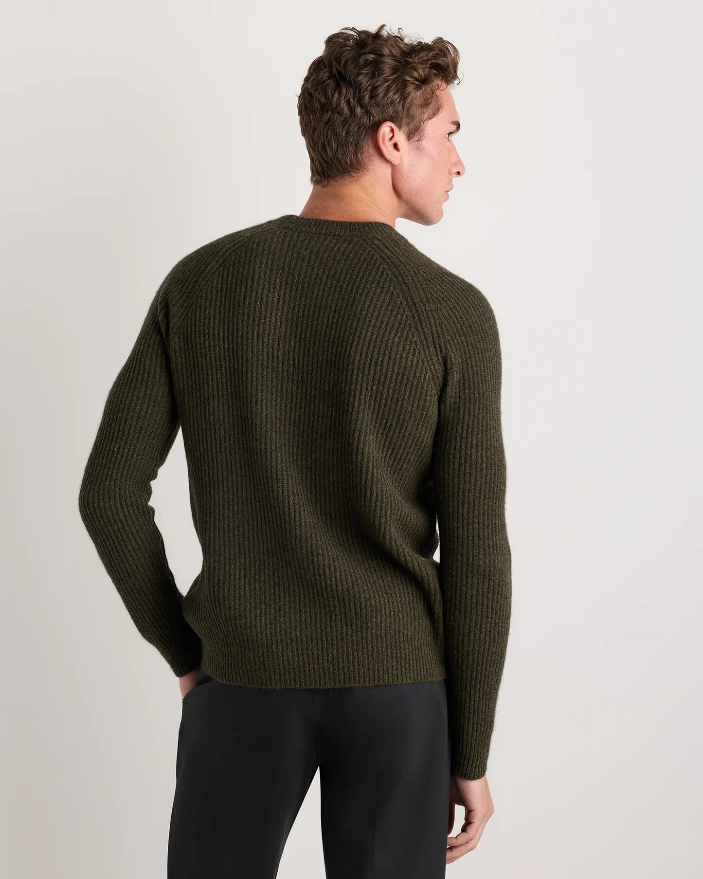 Mongolian Cashmere Fisherman Crewneck Sweater - S / Navy Marl