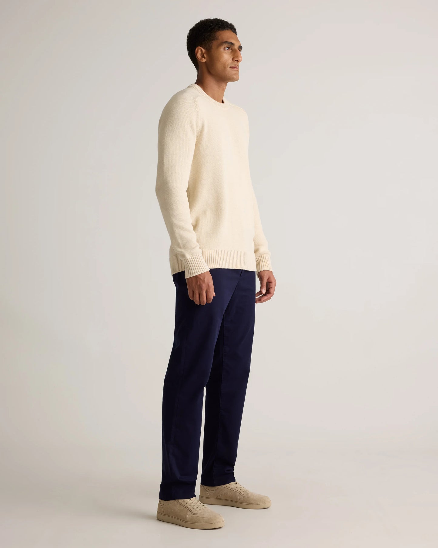 100% Organic Cotton Crewneck Sweater - S / Speckled Beige