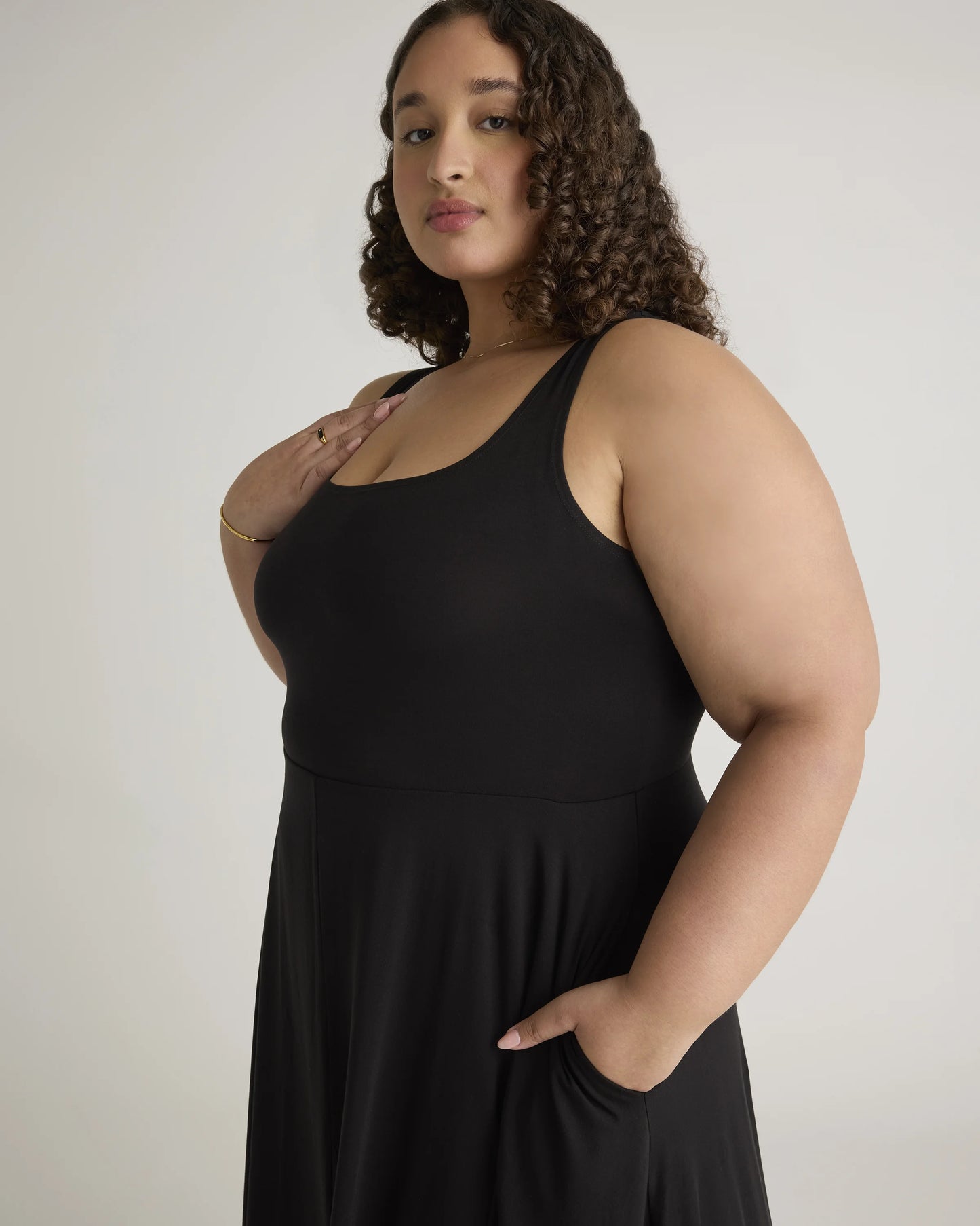 Tencel Jersey Fit & Flare Dress - 1X / Brown