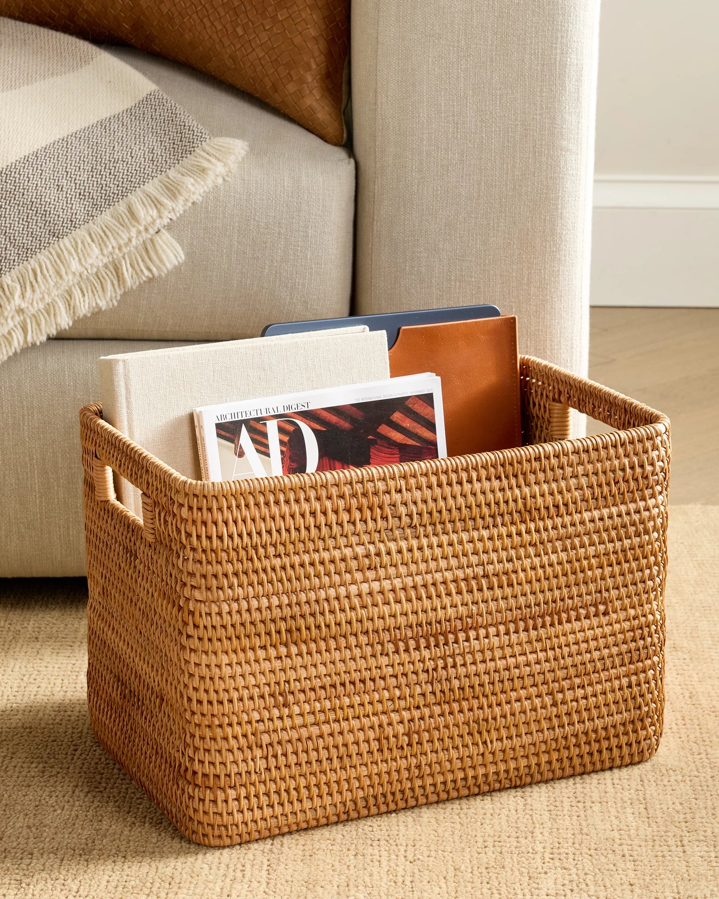 Handwoven Rattan Legal Size Storage Box - One Size / Natural