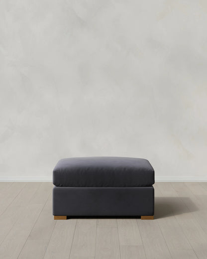 Hollis Slope Arm Ottoman in Performance Velvet - 37" / Taupe