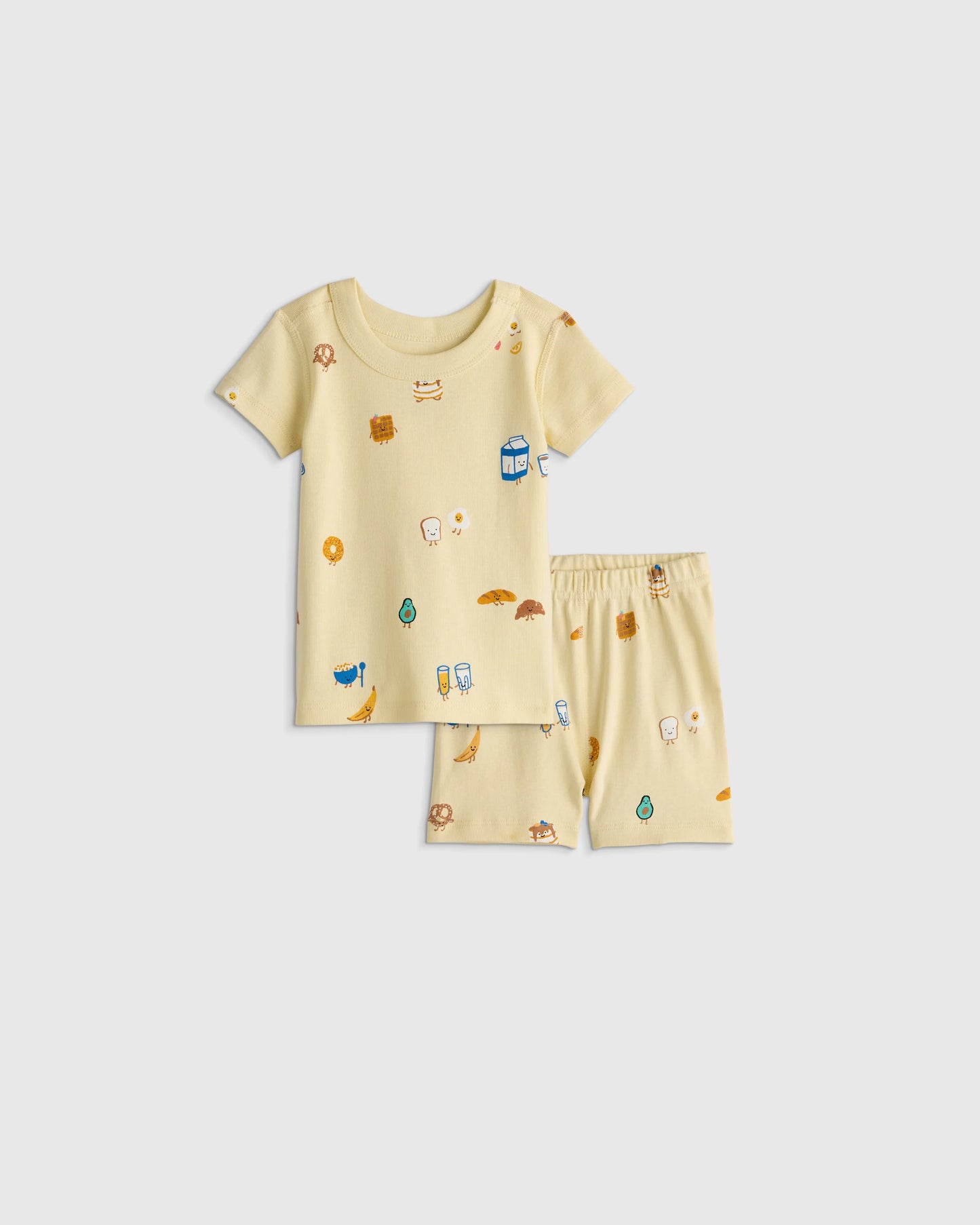 100% Organic Cotton Short Sleeve and Shorts Pajama Set - 12-18M / Navy Stripe