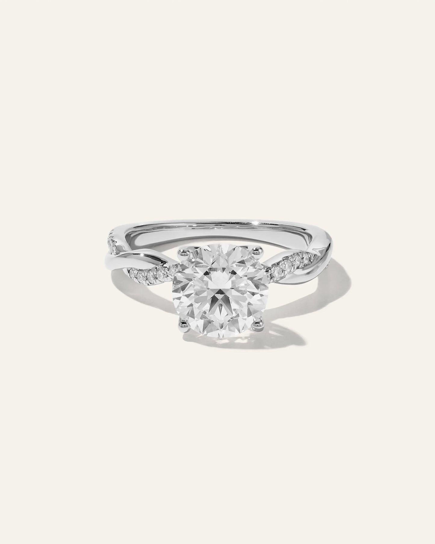 Lab Grown Diamond Round Twisted Engagement Ring - 2.5ct - 4 / Yellow Gold