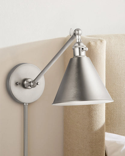 Articulating Single Arm Steel Wall Sconce - One Size / Silver