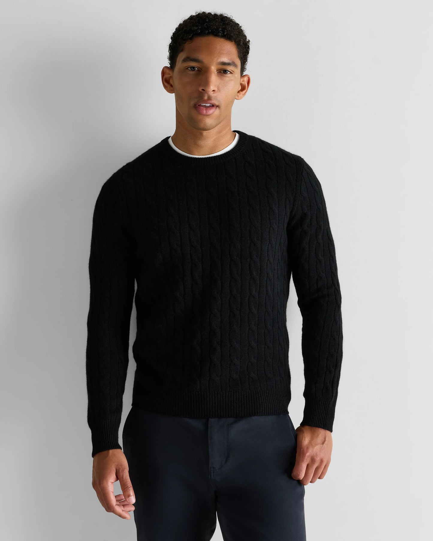 Mongolian Cashmere Classic Cable Crewneck Sweater - S / Teak