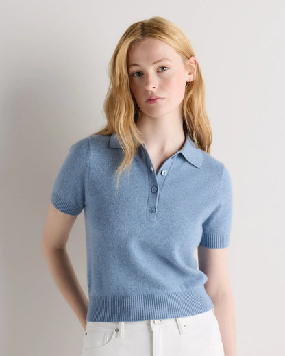 Mongolian Cashmere Short Sleeve Polo - XS / Oatmeal