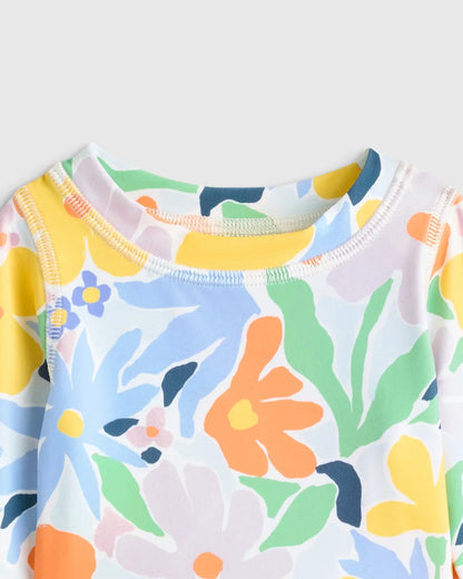 Long Sleeve Ruffle Rash Guard Two-Piece Swimsuit - 6-9M / Poolside Floral