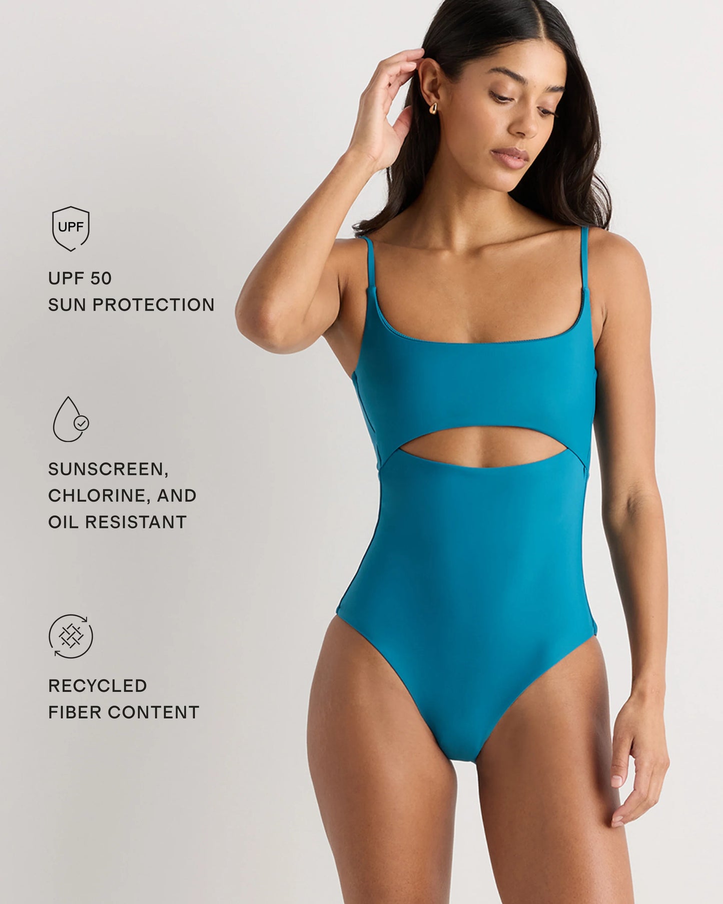 Italian Cut Out One-Piece Swimsuit - XS / Lagoon Teal Blue