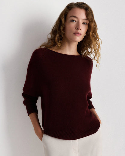 Mongolian Cashmere Boatneck Sweater - XS / Black