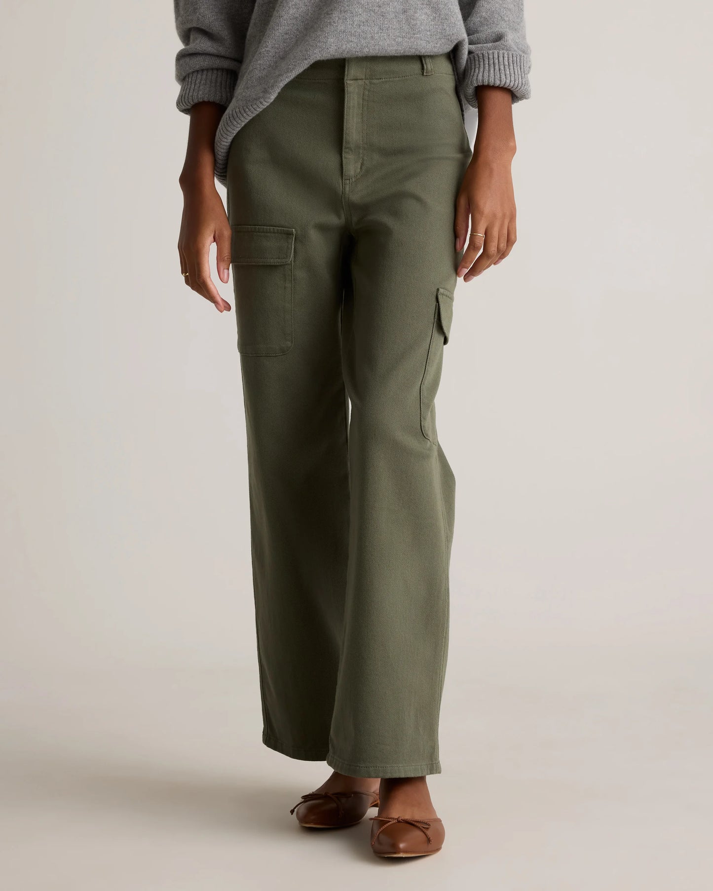 Organic Stretch Cotton Twill Cargo Pants - 0 / Light Khaki