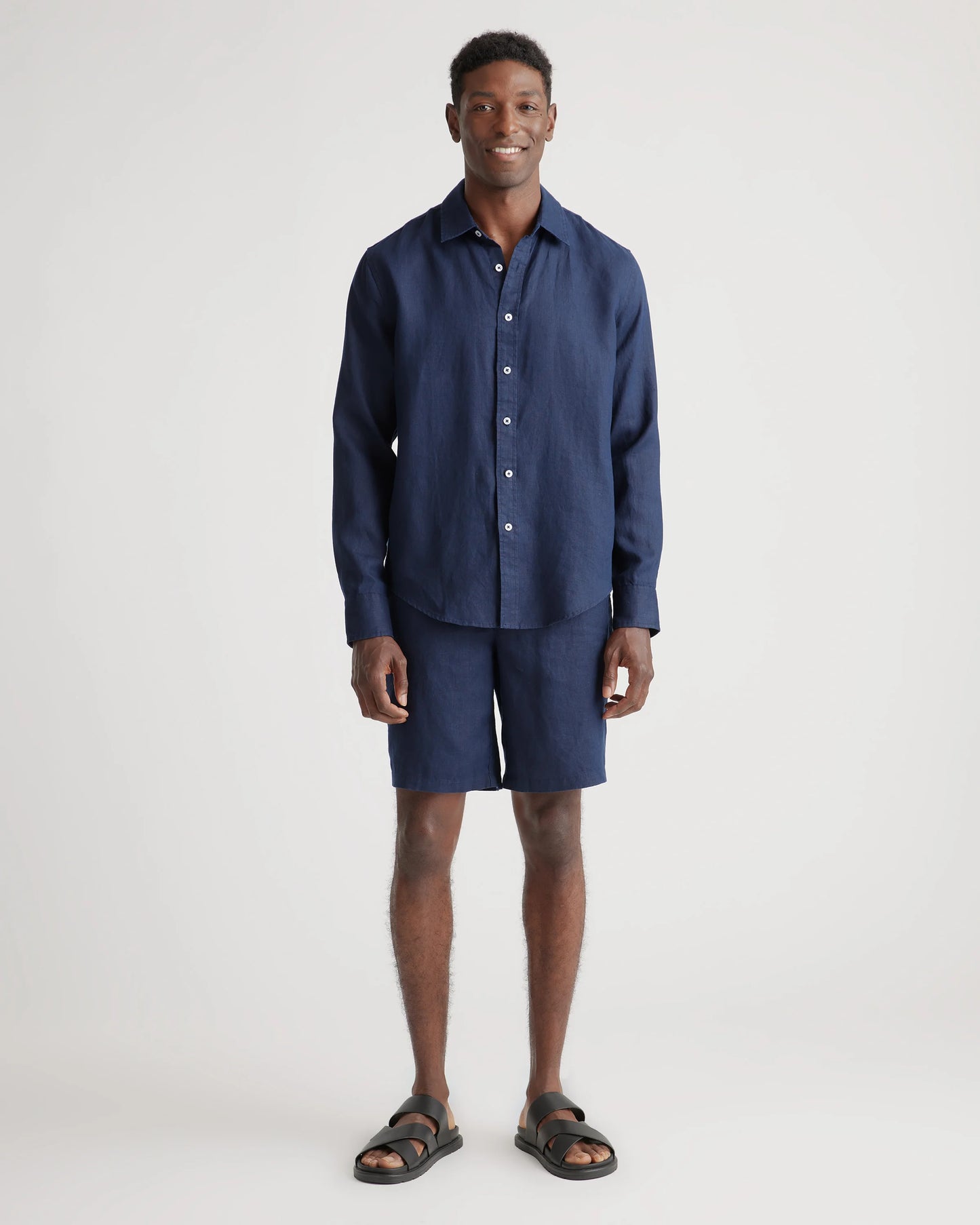 100% European Linen Relaxed Long Sleeve Shirt - XS / Flax