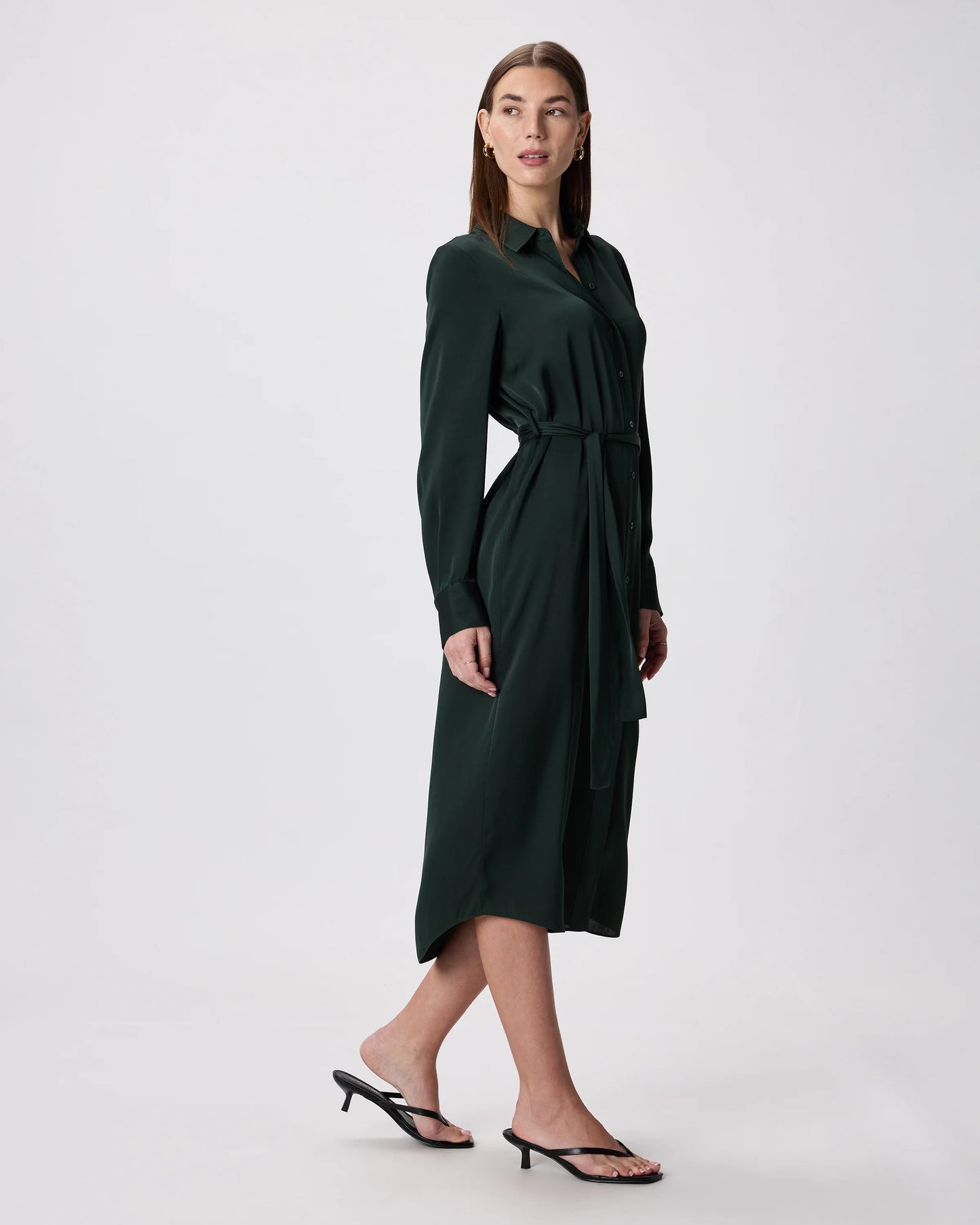 Washable Stretch Silk Maxi Shirt Dress - XS / Moonstone Blue