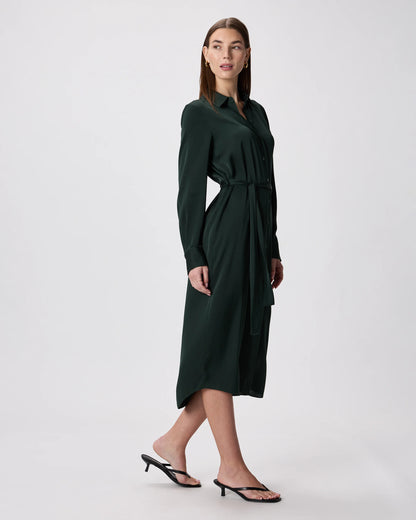 Washable Stretch Silk Maxi Shirt Dress - XS / Moonstone Blue