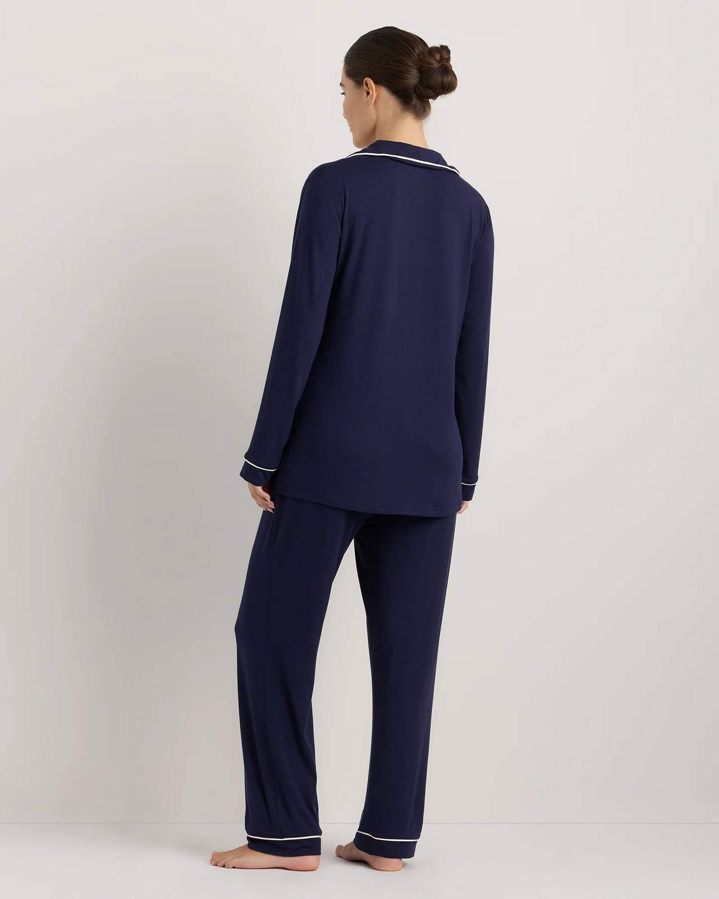 Bamboo Jersey Maternity Long Sleeve Pajama Set - XS / Nocturnal Green