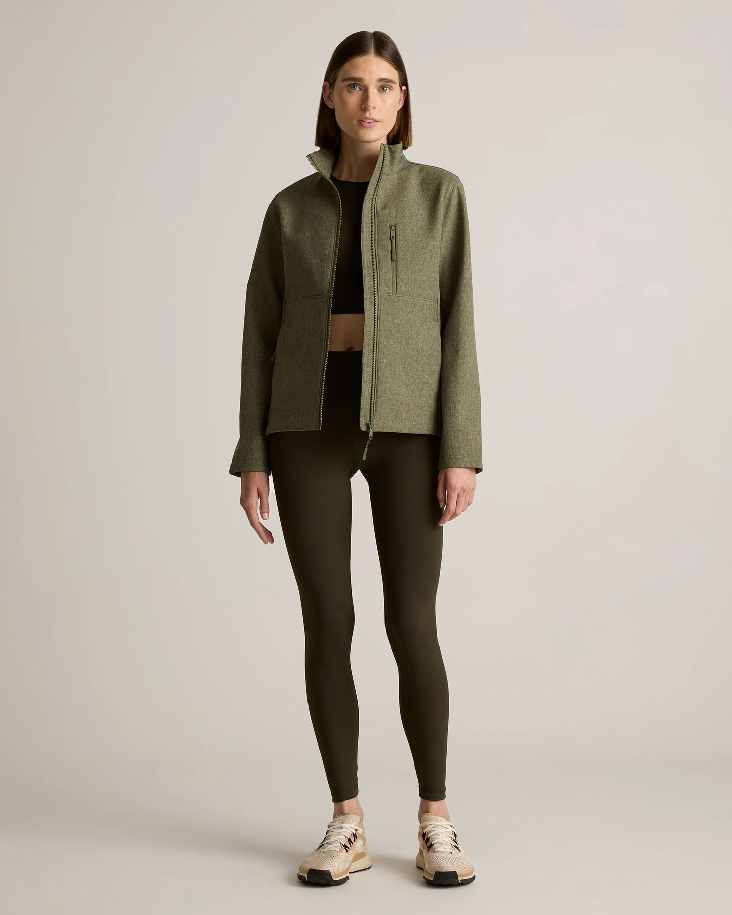 Softshell Fleece-Lined Full-Zip Jacket - XS / Heather Deep Navy