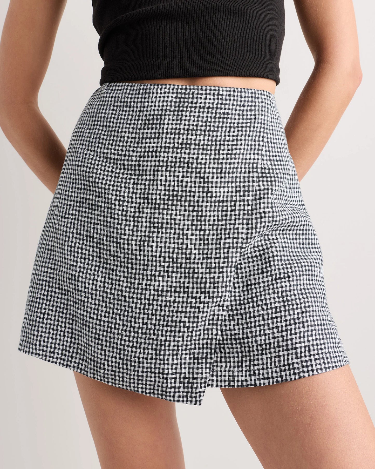100% European Linen Skort - XS / Classic Mini Gingham