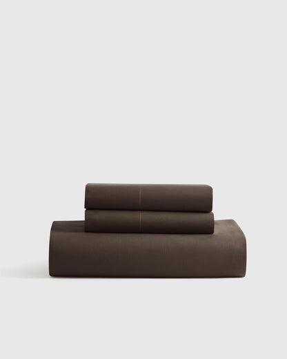Organic Crisp Percale Fitted Sheet Set - Twin / Espresso