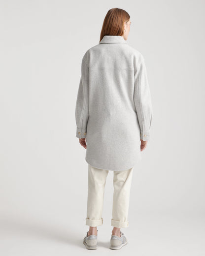 100% Merino Wool Long Shirt Jacket - XS / Heather Bone