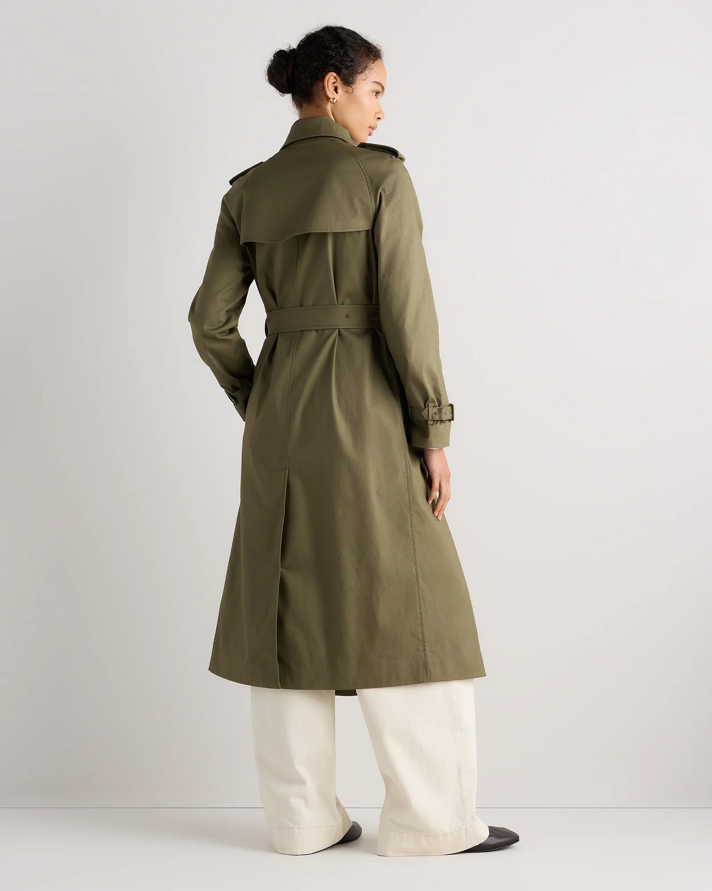Comfort Stretch Long Trench Coat - XS / Dark Khaki