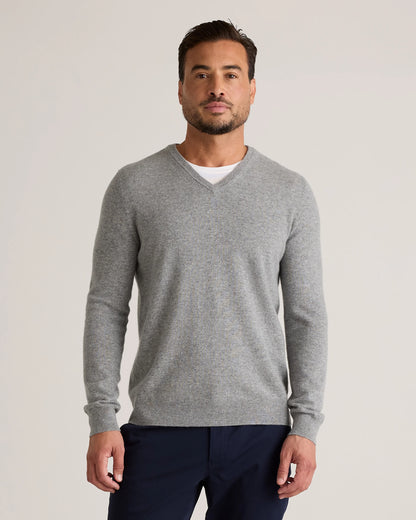 Mongolian Cashmere V-Neck Sweater - S / Oatmeal